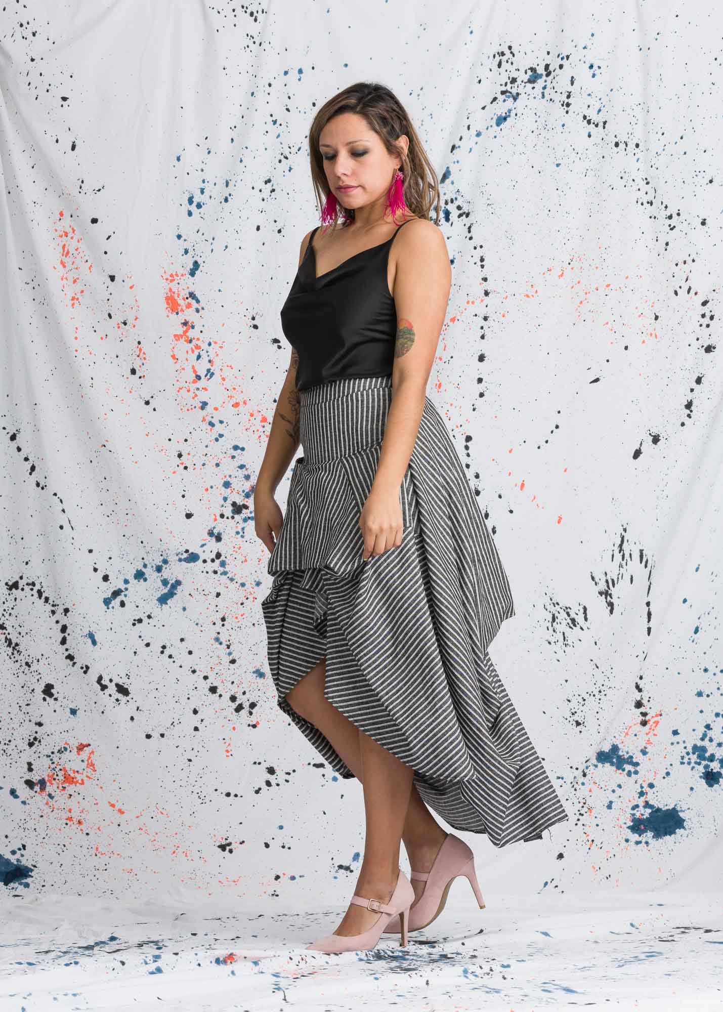 black camisole black and gray asymmetrical skirt | Lisa Maco Photography, LLC, Washington, DC