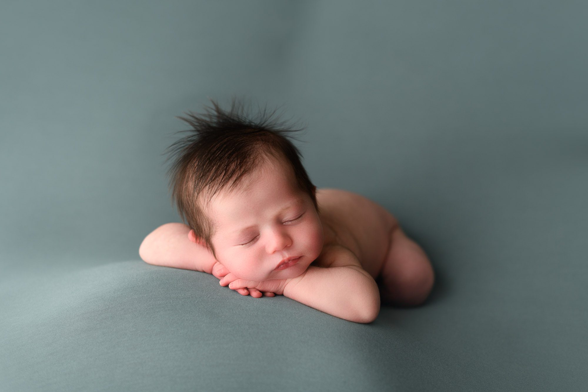 newborn on green great hair | Lisa Maco Photography, LLC, Washington, DC
