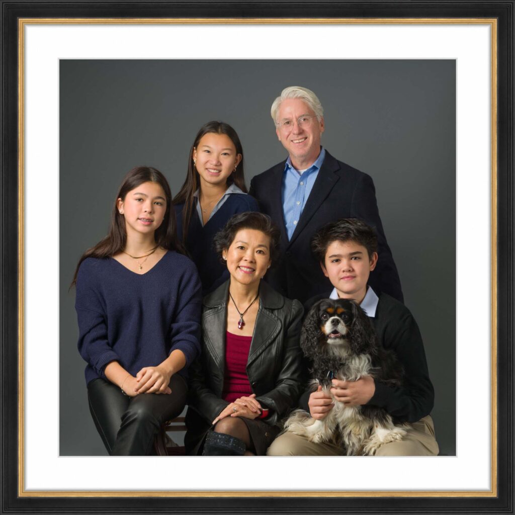 Academie Showcase 44x44 White Paper | Lisa Maco Photography family portrait in elegant black and gold frame