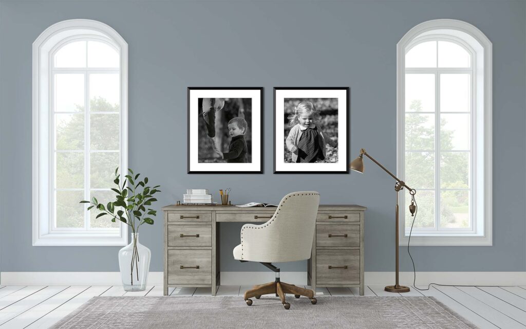 two of your favorite family photos hung in your home office