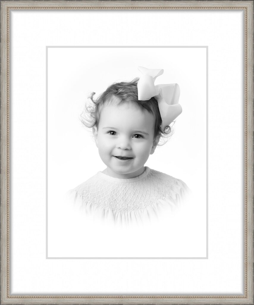 printed and framed DC Heirloom Portrait of toddler girl